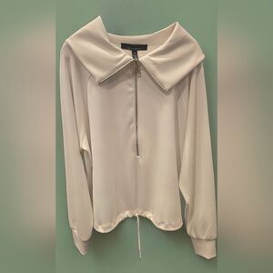 Cream Zip Neck Pullover